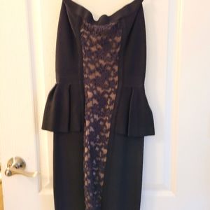 Bebe peplum dress with lace front